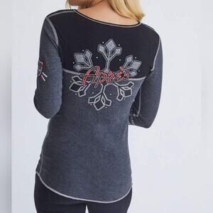 Alp N Rock Vintage Snowflake Henley Top, M